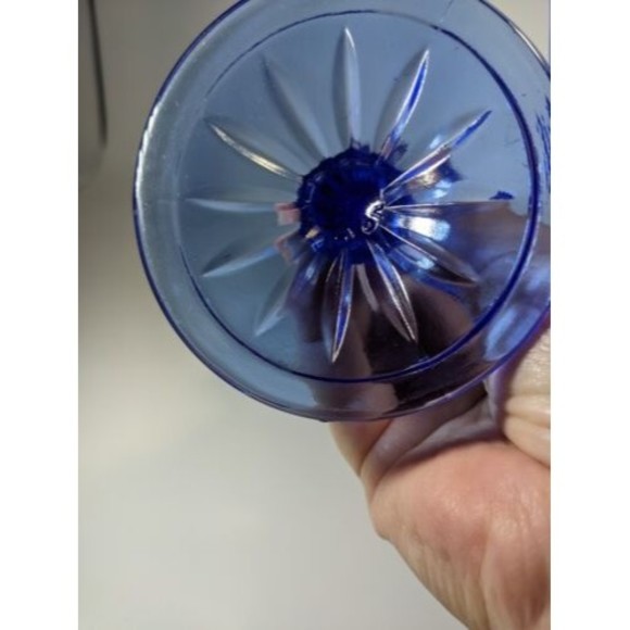 Set 2 Vintage FOSTORIA Avon George & Martha Washington Cobalt Blue Glass Goblets - Picture 5 of 10